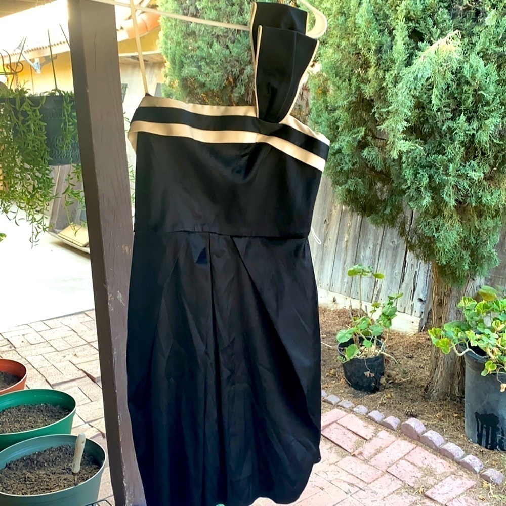 BCBGMaxAzria one shoulder black cocktail dress - Picture 2 of 11